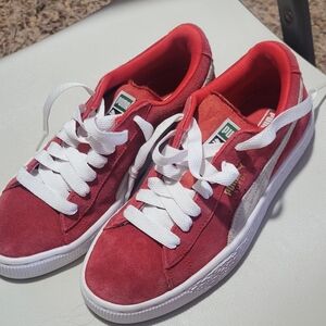 Puma Red Suede Sneakers